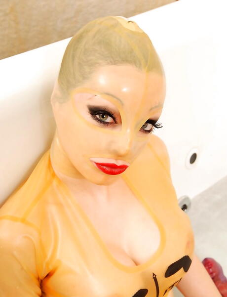 Curious women Black Angelica and Latex Lucy enjoy a lesbian foreplay in the bathroom