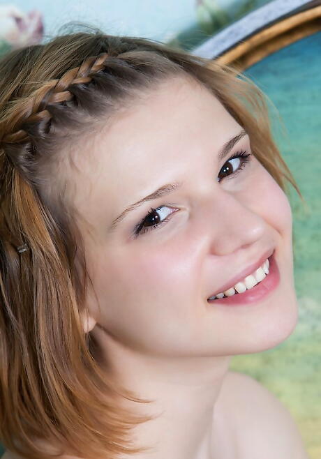 Excellent teen Maria M in skirt shows big boobs and spreads her legs 