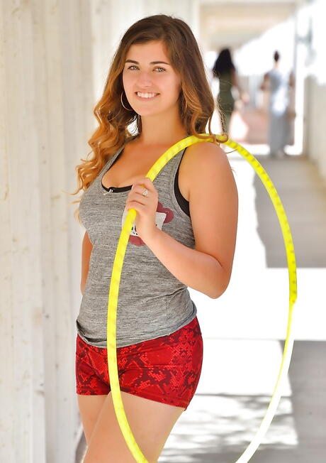 Sexy teen Gianna showing big titties and hot ass outside